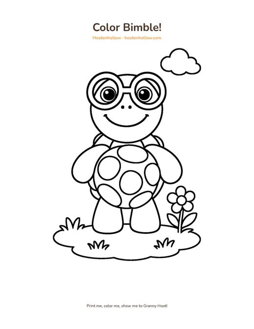 Coloring page of Bimble the turtle from Hootenhollow
