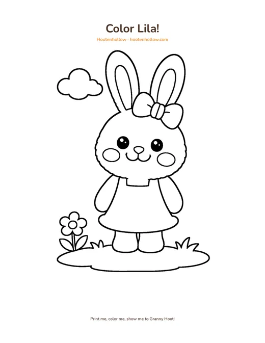 Coloring page of Lila the bunny from Hootenhollow