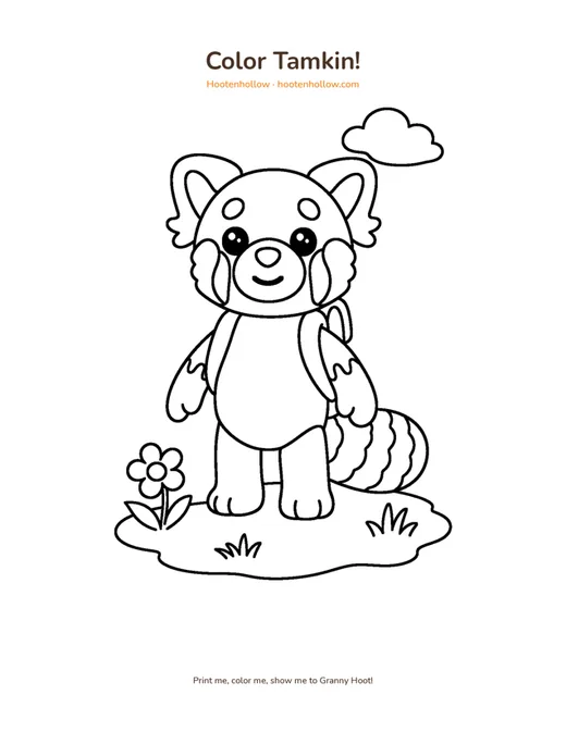 Coloring page of Tamkin the red panda from Hootenhollow