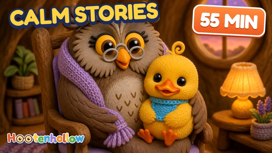 55 minutes of calm stories & songs for toddlers from Hootenhollow: Big Slow Breath, Fenna's Big Tidy-Up and more. 🦉. Cover of “Calm Stories & Songs for Toddlers 🦉 55 Minutes | Hootenhollow”.