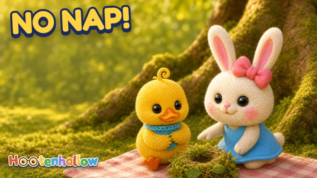 Little Wobble the duckling is SO tired... but he won't take a nap! 😴 Tamkin the red panda runs and runs to make him sleepy, Fenna the fennec fox builds a whooshy breeze machine... and Wobble just giggles for more! 🐥 What helps YOU feel sleepy?. Cover of “Wobble Won't Nap”.