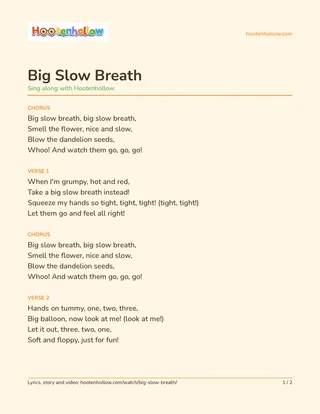 Printable lyrics of “Big Slow Breath”
