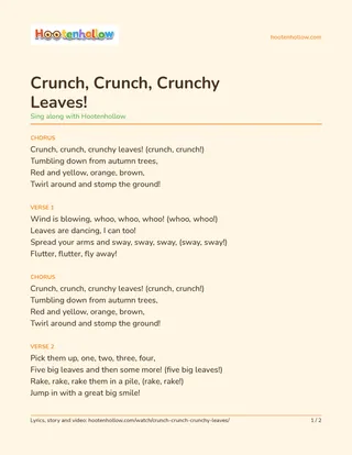 Printable lyrics of “Crunch, Crunch, Crunchy Leaves!”