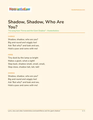 Printable lyrics of “Shadow, Shadow, Who Are You?”