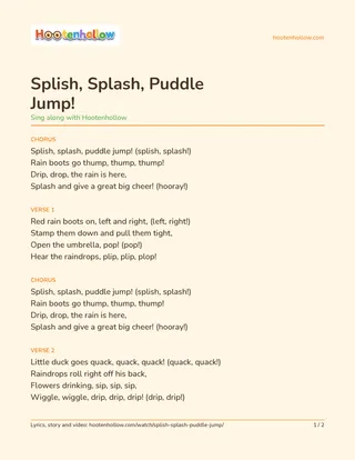 Printable lyrics of “Splish, Splash, Puddle Jump!”