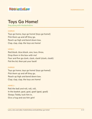 Printable lyrics of “Toys Go Home!”
